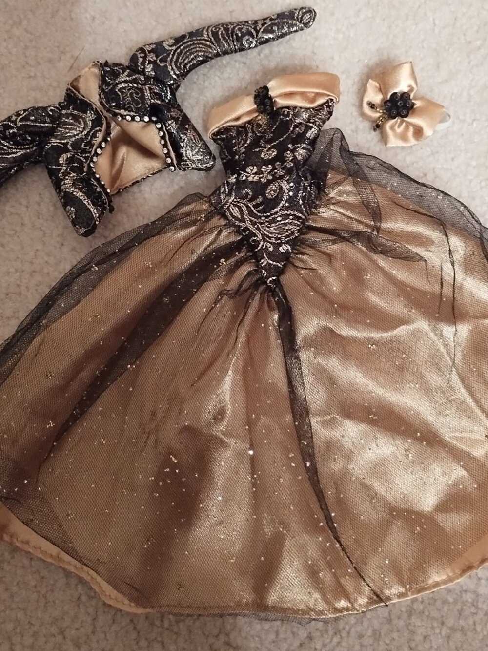 Gold and Black Doll Gown